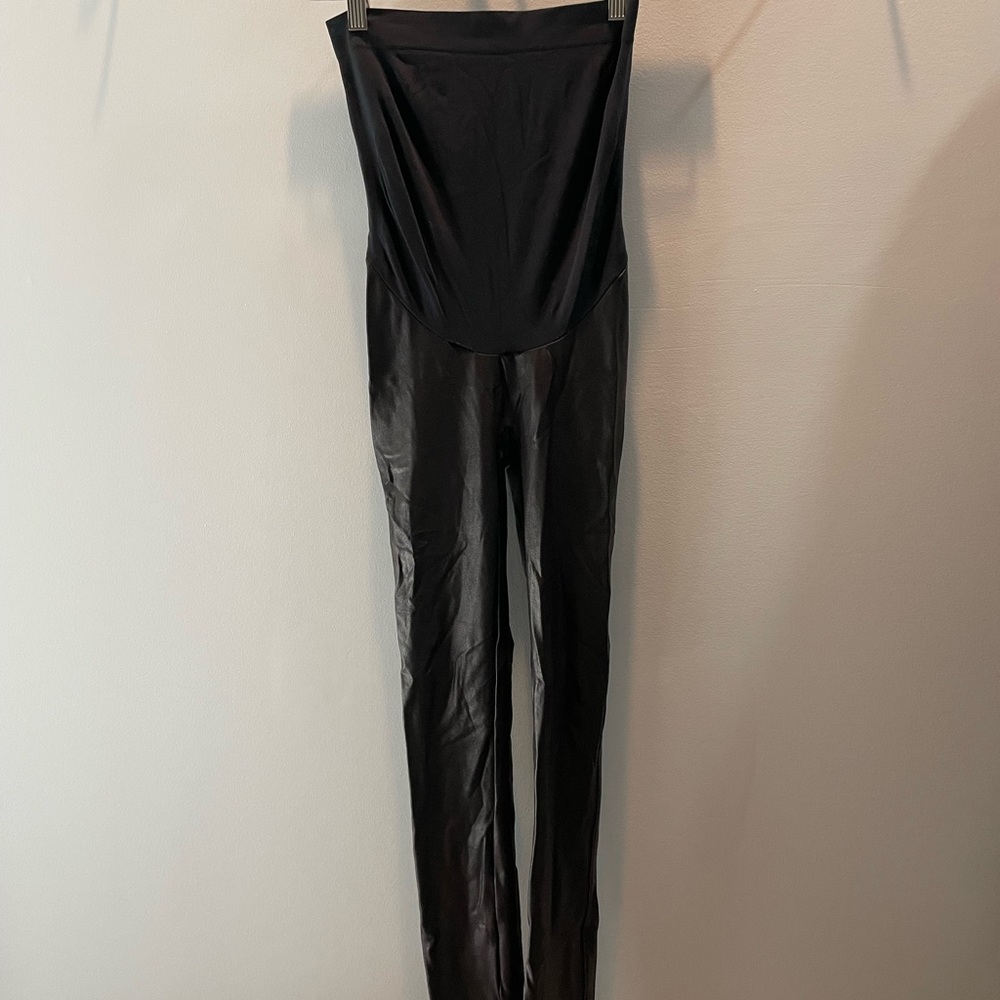Spanx faux leather maternity leggings